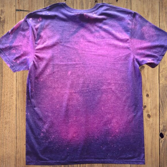 Black Rose with Butterfly Bleached T-Shirt with Free Matching Leather Keychain - Picture 3 of 5